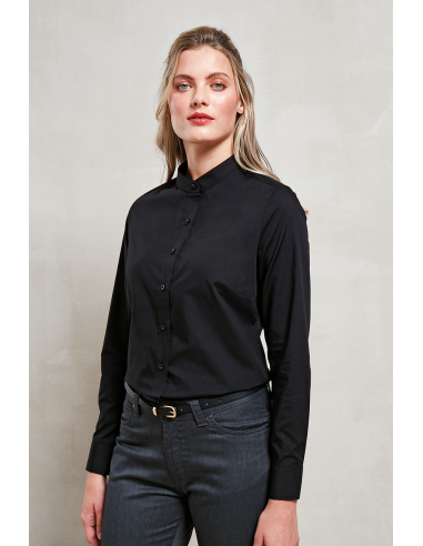 PRE-PR358-Womens Banded Collar Grandad Shirt